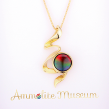 将图片加载到图库查看器,14K Yellow Gold Ammolite Ribbon Pendant