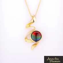 将图片加载到图库查看器,14K Yellow Gold Ammolite Ribbon Pendant