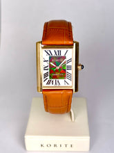 将图片加载到图库查看器,Ammolite Watch- Small- Roman Mosaic Rectangle Watch-Tan Leather Strap (Korite)