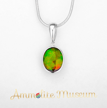 将图片加载到图库查看器,KORITE 14K White Gold Oval Ammolite/Jade Pendant