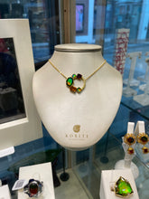 将图片加载到图库查看器,Ammolite Necklace 18k Gold Vermeil RADIANT Slider Necklace with Garnet and Citrine
