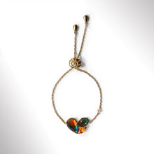 Load image into Gallery viewer, Ammolite Bracelet 18k Gold Vermeil RADIANT Ammolite Slider Heart Bracelet with Garnet, Citrine and White Topaz