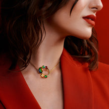 将图片加载到图库查看器,Ammolite Necklace 18k Gold Vermeil RADIANT Slider Necklace with Garnet and Citrine