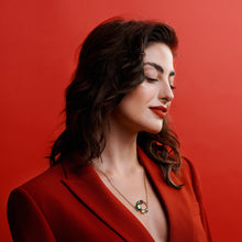 将图片加载到图库查看器,Ammolite Necklace 18k Gold Vermeil RADIANT Slider Necklace with Garnet and Citrine