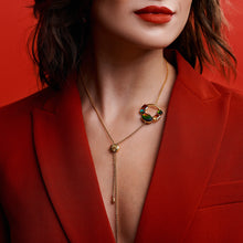 将图片加载到图库查看器,Ammolite Necklace 18k Gold Vermeil RADIANT Slider Necklace with Garnet and Citrine