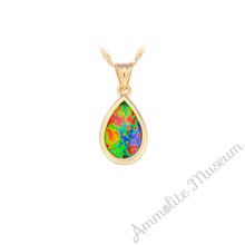 将图片加载到图库查看器,14K Gold Teardrop Ammolite Pendant