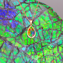 将图片加载到图库查看器,14K Gold Teardrop Ammolite Pendant
