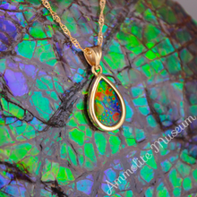 将图片加载到图库查看器,14K Gold Teardrop Ammolite Pendant