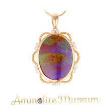 将图片加载到图库查看器,Ammolite Pendant 14K Gold Oval with Diamond