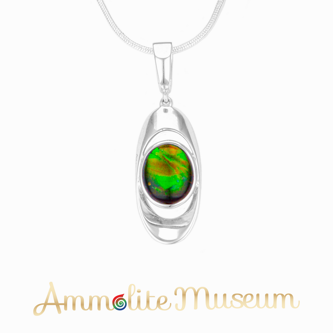 Sterling Silver Oval Ammolite Pendant