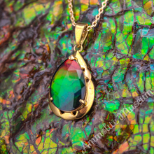 将图片加载到图库查看器，14K Gold Teardrop Ammolite Pendant
