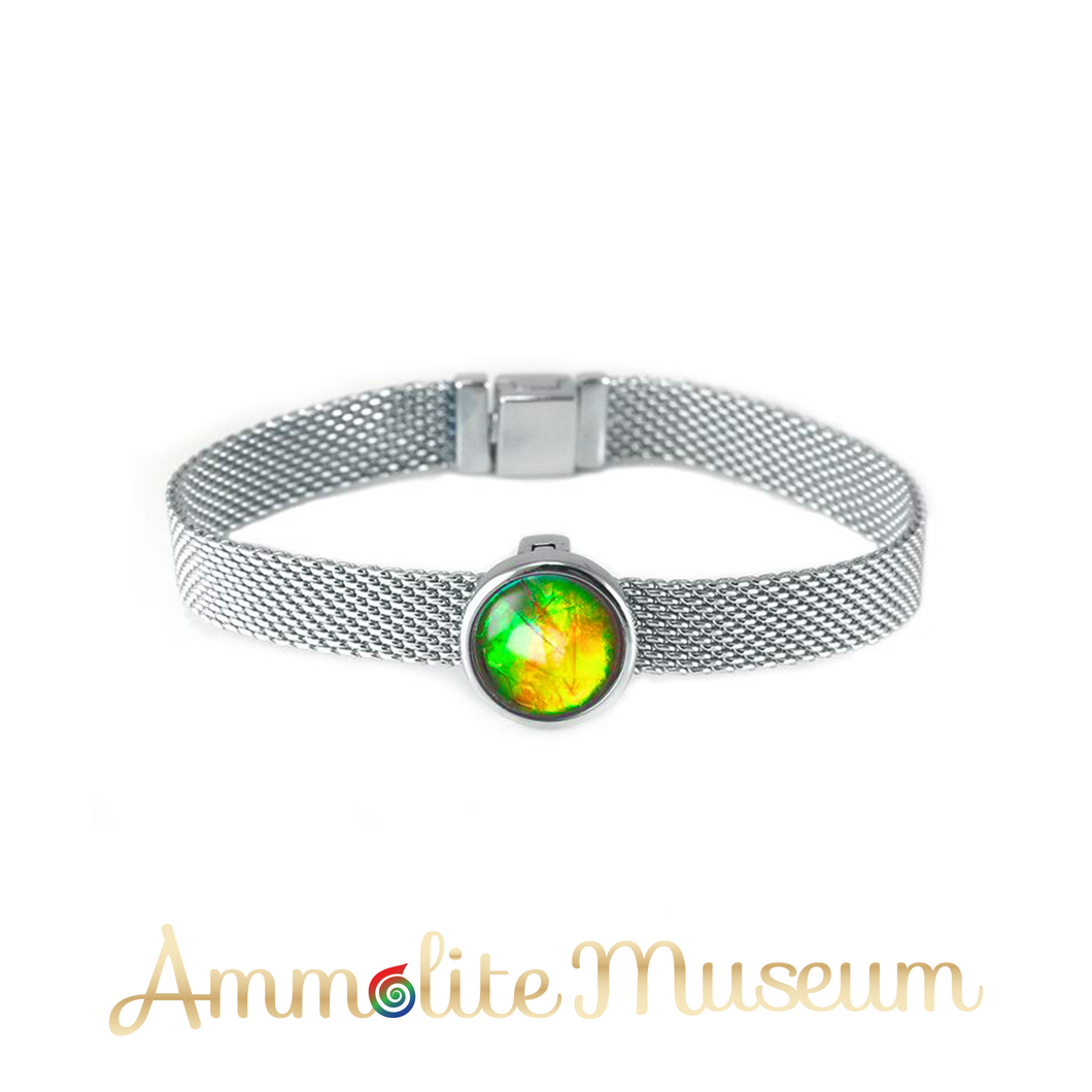 Sterling Silver Round Ammolite Bracelet