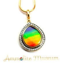 Load image into Gallery viewer, AURORA 14K Gold Classic Pear-shaped Ammolite Pendant
