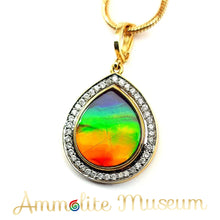 Load image into Gallery viewer, AURORA 14K Gold Classic Pear-shaped Ammolite Pendant
