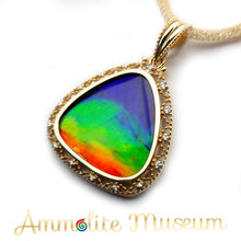 Load image into Gallery viewer, AURORA 14K Gold Classic Triplet Ammolite Pendant with Diamond
