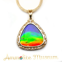 Load image into Gallery viewer, AURORA 14K Gold Classic Triplet Ammolite Pendant with Diamond
