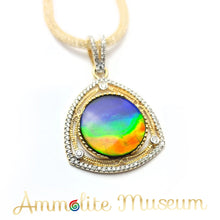 将图片加载到图库查看器，AURORA 14K Gold Classic Triplet Ammolite Pendant with Diamond
