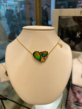 Load image into Gallery viewer, Ammolite Necklace 18k Gold Vermeil RADIANT Heart pendant with Garnet, Citrine and White Topaz
