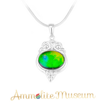 Load image into Gallery viewer, Sterling Silver Oval Ammolite Pendant
