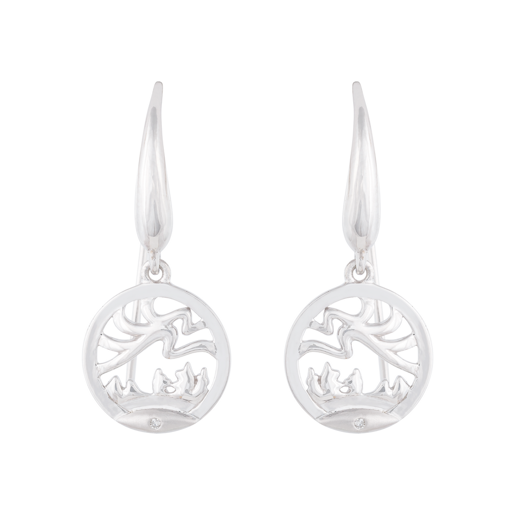 Aurora NORTHERN SPIRIT Sterling Silver Earrings with Canadian Diamond