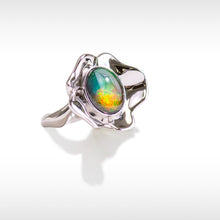 Load image into Gallery viewer, Ammolite Ring Sterling Silver BLOOM Ring
