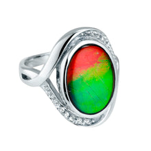 将图片加载到图库查看器，Sterling Silver Oval Ammolite Ring
