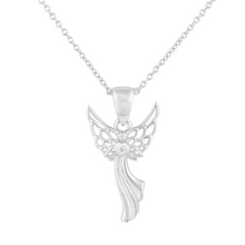 将图片加载到图库查看器，Guardian Snow Angel NORTHERN SPIRIT Sterling Silver Pendant with Canadian Diamond
