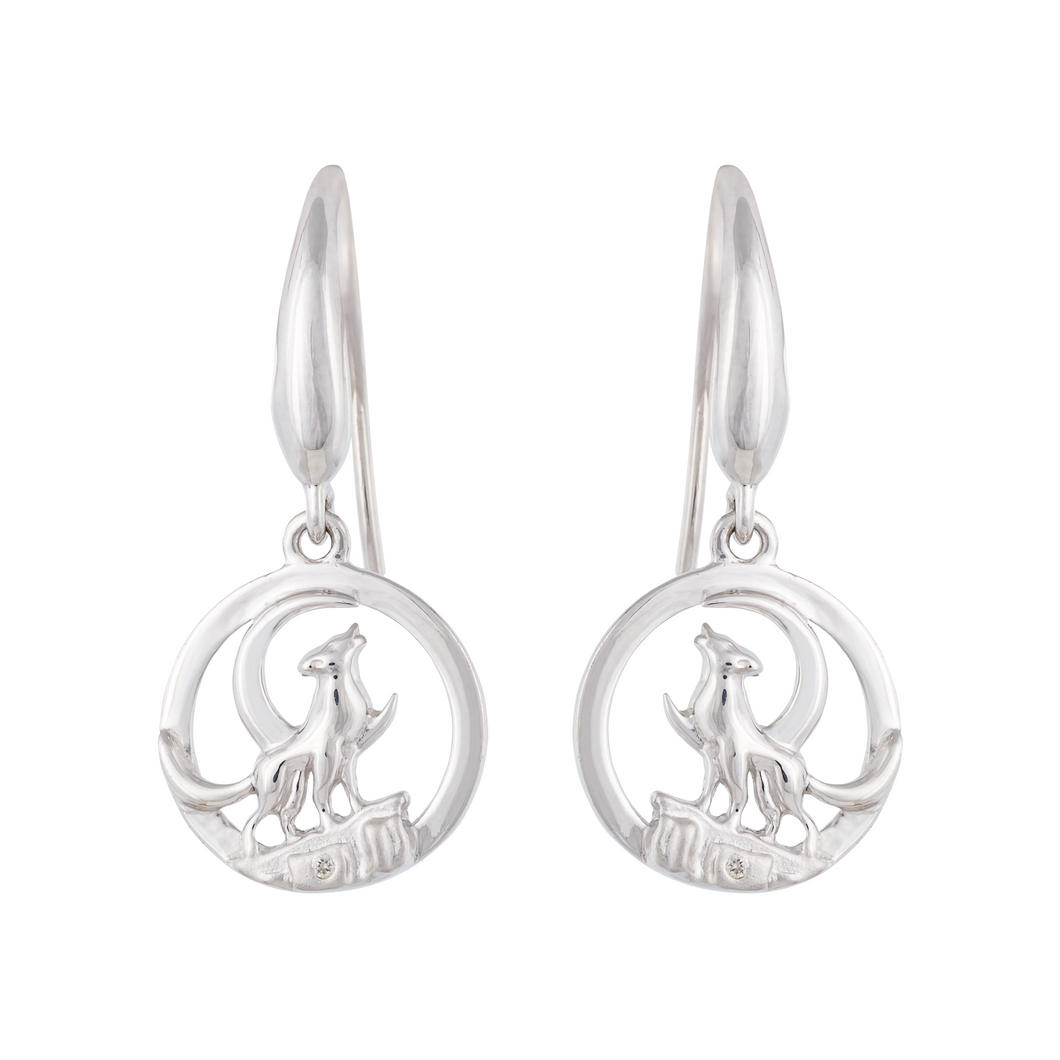 Howling Wolf NORTHERN SPIRIT Sterling Silver Earrings with Canadian Diamond