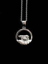 将图片加载到图库查看器，Polar Bear &amp; Cub NORTHERN SPIRIT Sterling Silver Pendant with Canadian Diamond

