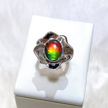Load image into Gallery viewer, Ammolite Ring Sterling Silver BLOOM Ring
