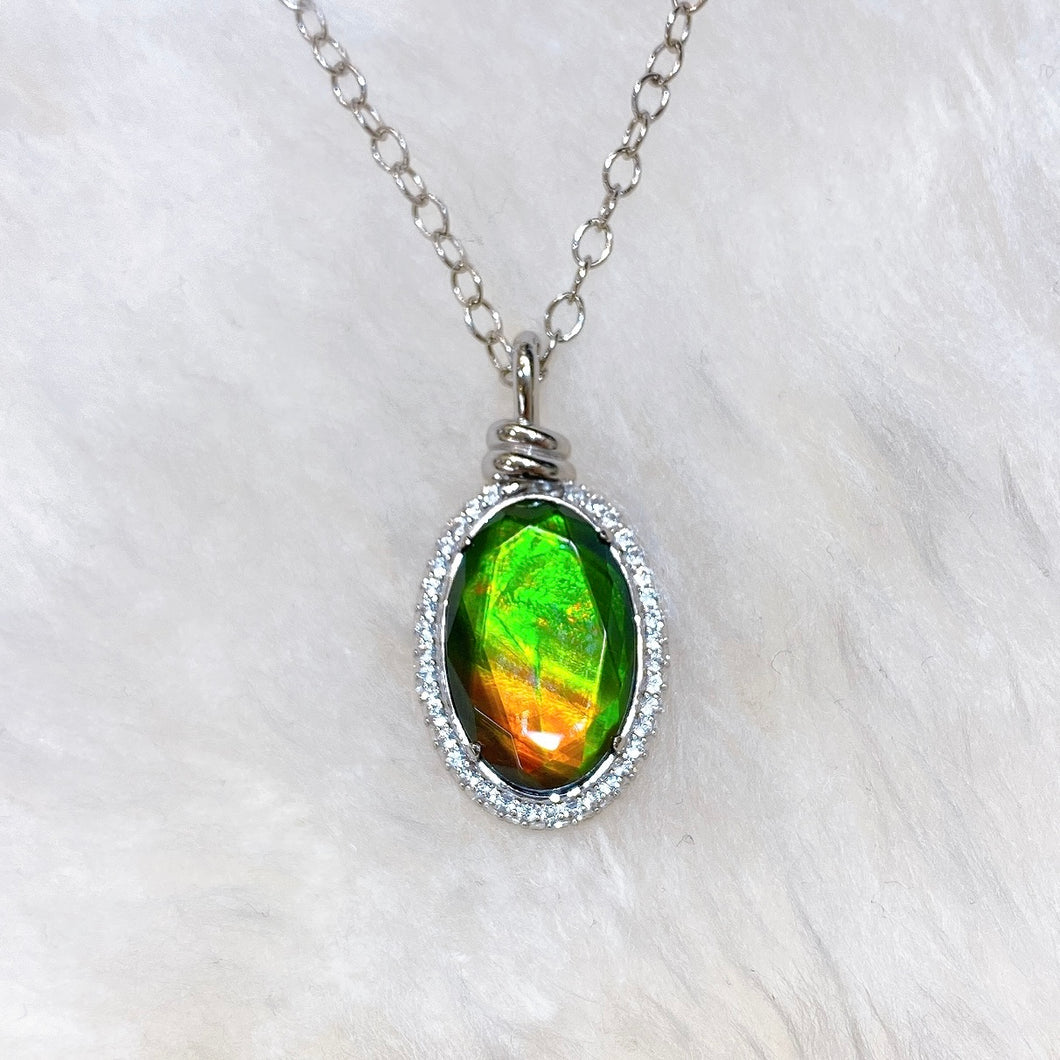 Ammolite Pendant Sterling Silver KNOTS Pendant