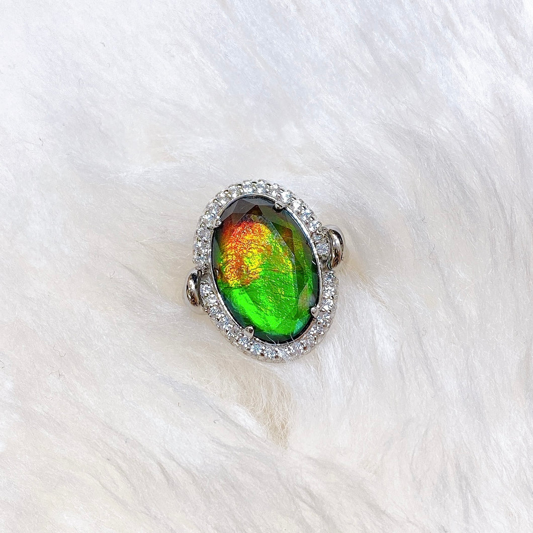 Ammolite Ring Sterling Silver KNOTS Ring