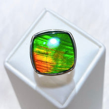 将图片加载到图库查看器，Ammolite Ring Sterling Silver ORIGINS Cushion Ammolite Ring
