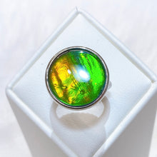 Load image into Gallery viewer, Ammolite Ring Sterling Silver ORIGINS Round Ammolite Ring
