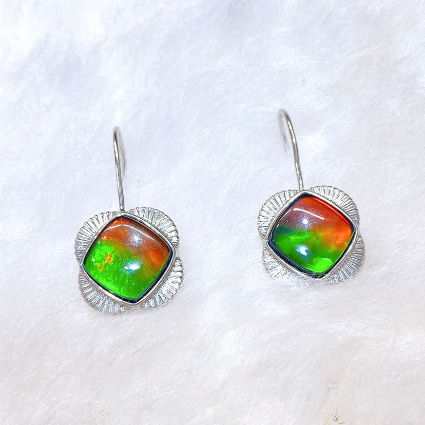 Ammolite Earrings Sterling Silver ORIGINS Quatrefoil Ammolite Earrings