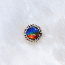 Load image into Gallery viewer, Ammolite Ring Sterling Silver SOLSTICE Round Ammolite Ring
