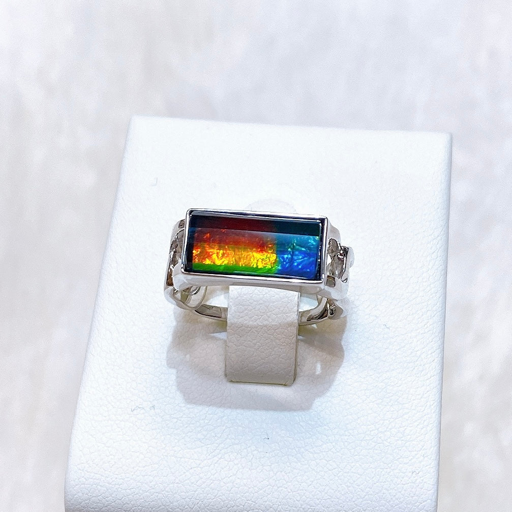 Ammolite Ring Sterling Silver UNITY Ring