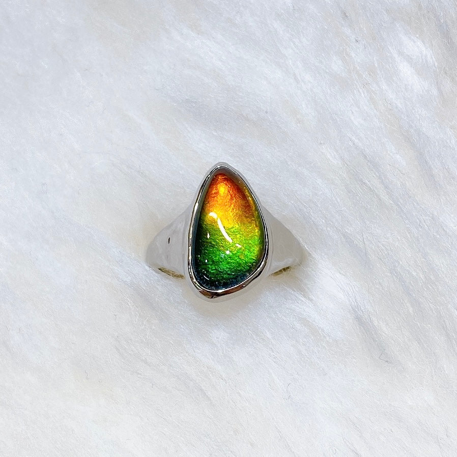 Ammolite Ring Sterling Silver WAVES Ring