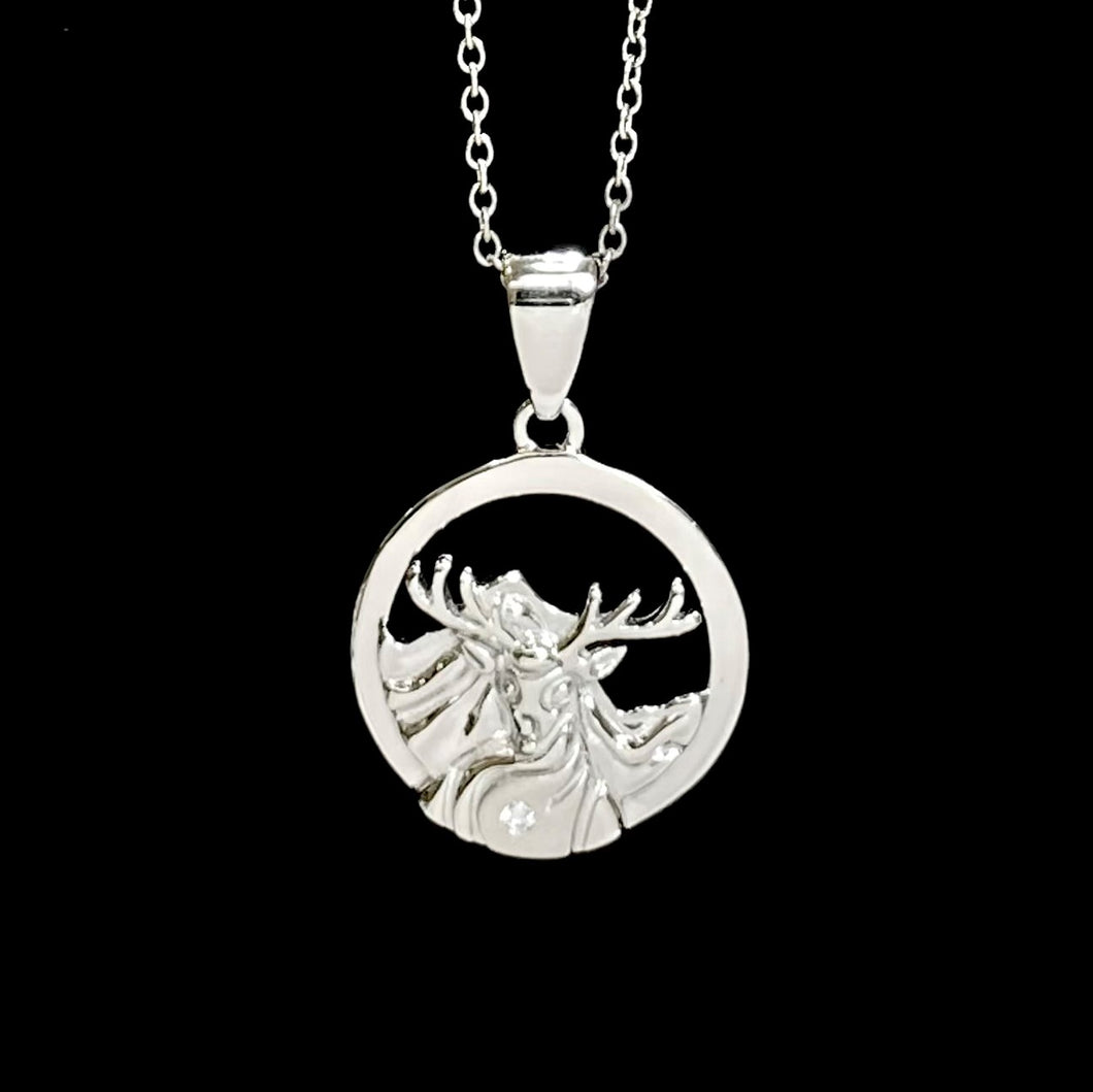 Majestic Elk NORTHERN SPIRIT Sterling Silver Pendant with Canadian Diamond