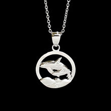Load image into Gallery viewer, Mother Orca &amp; Calf NORTHERN SPIRIT Sterling Silver Pendant with Canadian Diamond
