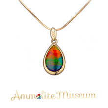 将图片加载到图库查看器，14K Gold Teardrop Ammolite Pendant
