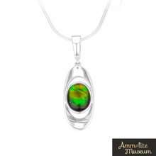 将图片加载到图库查看器，Sterling Silver Oval Ammolite Pendant
