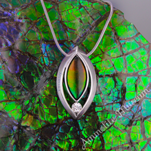 将图片加载到图库查看器，Sterling Silver Teardrop Ammolite Pendant with Swarovski Crystal
