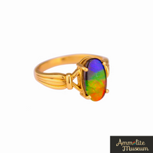 将图片加载到图库查看器，AURORA 14K Yellow Gold Oval Ammolite Ring
