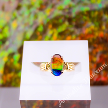 Load image into Gallery viewer, AURORA 14K Yellow Gold Oval Ammolite Ring
