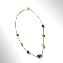 Load image into Gallery viewer, Ammolite Necklace 18k Gold Vermeil RADIANT Station Necklace with Garnet and Citrine
