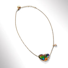Load image into Gallery viewer, Ammolite Necklace 18k Gold Vermeil RADIANT Heart pendant with Garnet, Citrine and White Topaz

