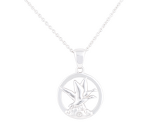 将图片加载到图库查看器，Snow Geese NORTHERN SPIRIT Sterling Silver Pendant with Canadian Diamond
