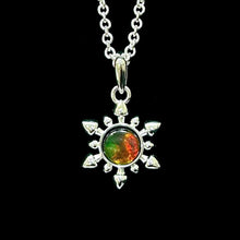 Load image into Gallery viewer, Snowflake Pendant - Ammolite Silver Plated Pendant
