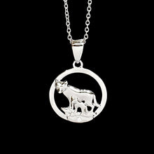 Load image into Gallery viewer, Tundra Wolf &amp; Cub NORTHERN SPIRIT Sterling Silver Pendant with Canadian Diamond

